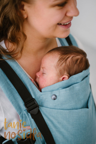 KAVKA multi-age PRO/ aquamarine linen - nosidełko regulowane klamrowe / 100% len