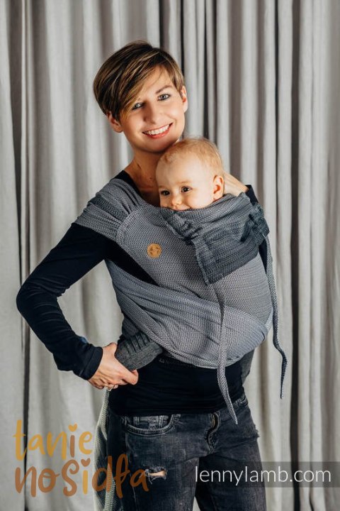Nosidełko dla dzieci WRAP-TAI TODDLER, bawełna, splot jodełkowy, z kapturkiem, MAŁA JODEŁKA OMBRE SZARY Nosidełko dla dzieci WRAP-TAI TODDLER, bawełna, splot jodełkowy, z kapturkiem, MAŁA JODEŁKA OMBRE SZARY