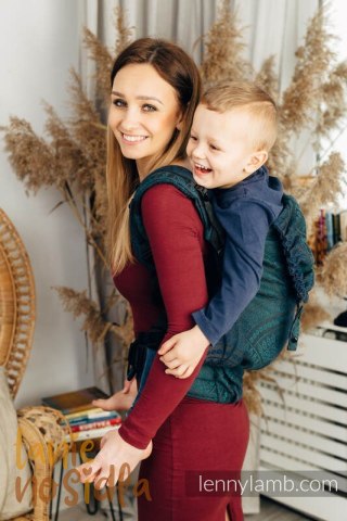 Nosidełko LennyPreschool z tkaniny żakardowej 100% bawełna, rozmiar preschool - PAWI OGON - QUANTUM