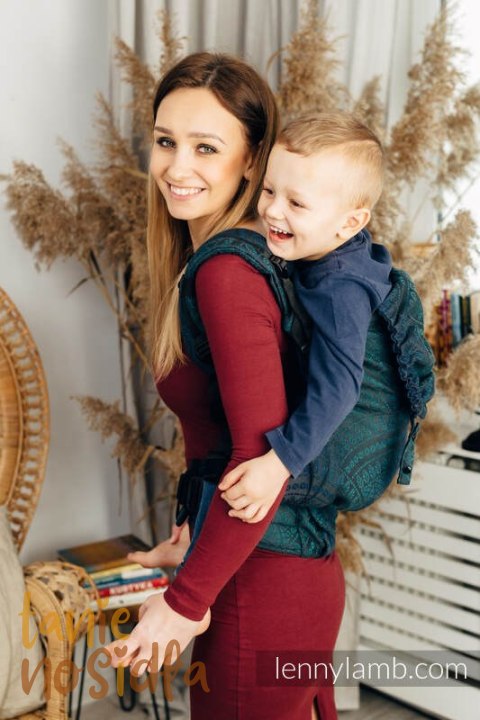 Nosidełko LennyPreschool z tkaniny żakardowej 100% bawełna, rozmiar preschool - PAWI OGON - QUANTUM