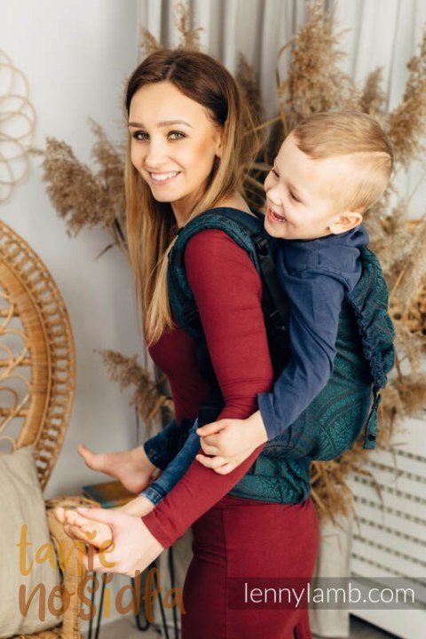Nosidełko LennyPreschool z tkaniny żakardowej 100% bawełna, rozmiar preschool - PAWI OGON - QUANTUM