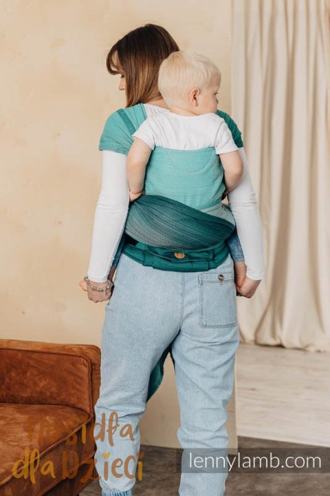 Nosidełko LennyHybrid Half Buckle, splot jodełkowy, 100% bawełna , rozmiar standard - MAŁA JODEŁKA OMBRE ZIELEŃ (drugi gatunek)