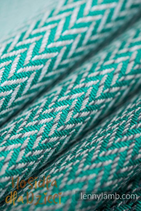 Nosidełko LennyHybrid Half Buckle, splot jodełkowy, 100% bawełna , rozmiar standard - MAŁA JODEŁKA OMBRE ZIELEŃ (drugi gatunek)