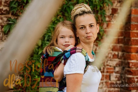 Nosidełko LennyPreschool z tkaniny skośno-krzyżowej 100% bawełna, rozmiar preschool - KARUZELA BARW (drugi gatunek)