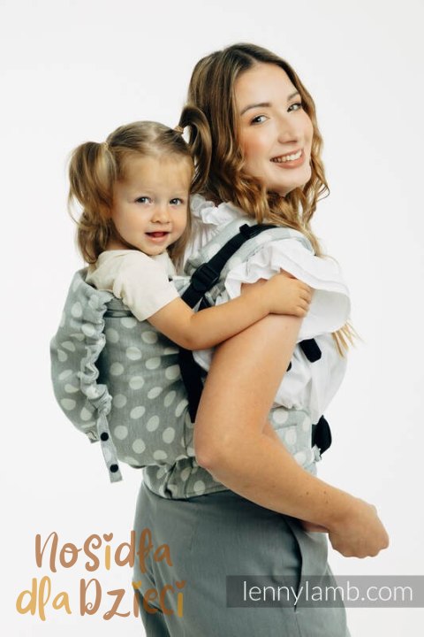 Nosidełko LennyPreschool z tkaniny żakardowej 100% bawełna, rozmiar preschool - POLKA DOTS - PLOP