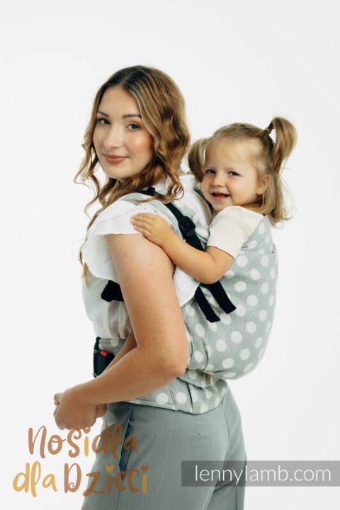 Nosidełko LennyPreschool z tkaniny żakardowej 100% bawełna, rozmiar preschool - POLKA DOTS - PLOP