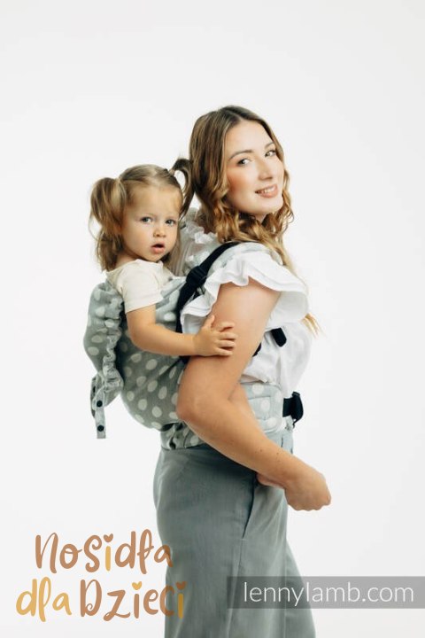 Nosidełko LennyPreschool z tkaniny żakardowej 100% bawełna, rozmiar preschool - POLKA DOTS - PLOP