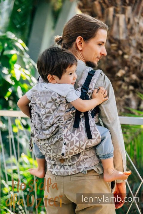 Nosidełko LennyPreschool z tkaniny żakardowej (55% bawełna, 45% TENCEL™), rozmiar preschool - HEXAFLOWERS - MIRROR (drugi gatun