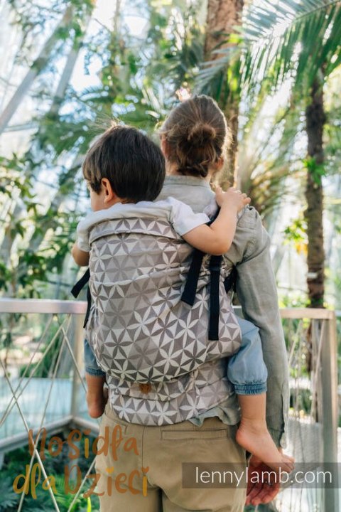 Nosidełko LennyPreschool z tkaniny żakardowej (55% bawełna, 45% TENCEL™), rozmiar preschool - HEXAFLOWERS - MIRROR (drugi gatun