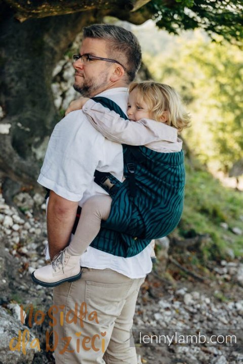 Nosidełko LennyPreschool z tkaniny żakardowej (63% bawełna, 37% wełna merino), rozmiar preschool - ZEBRA - SAVANNA (drugi gatun