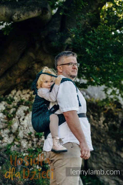 Nosidełko LennyPreschool z tkaniny żakardowej (63% bawełna, 37% wełna merino), rozmiar preschool - ZEBRA - SAVANNA (drugi gatun