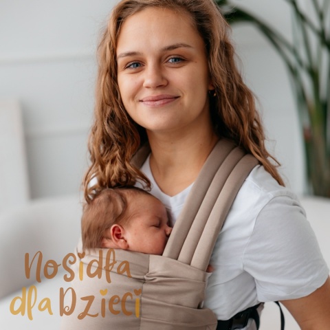 KAVKA Nest beige cotton - klamrowe nosidełko regulowane dla noworodka i niemowlęcia