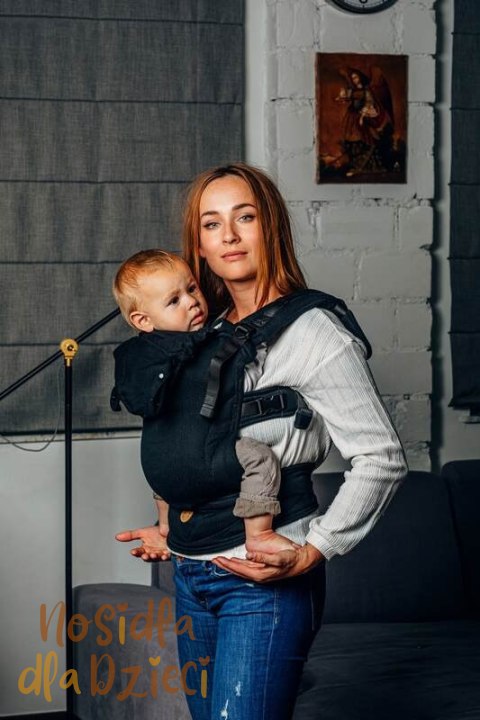Moje Pierwsze Nosidełko Ergonomiczne LennyGo, splot jodełkowy, 100% bawełna , rozmiar Baby - MAŁA JODEŁKA CZARNY HEBAN (drugi ga