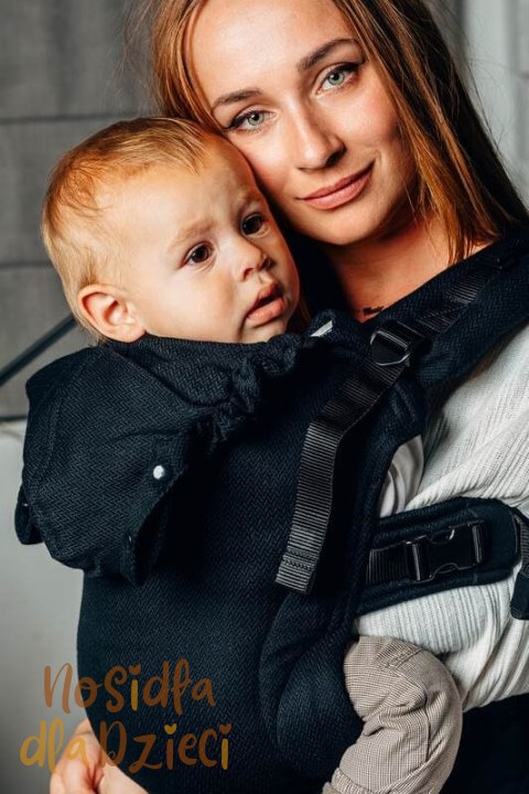 Moje Pierwsze Nosidełko Ergonomiczne LennyGo, splot jodełkowy, 100% bawełna , rozmiar Baby - MAŁA JODEŁKA CZARNY HEBAN (drugi ga