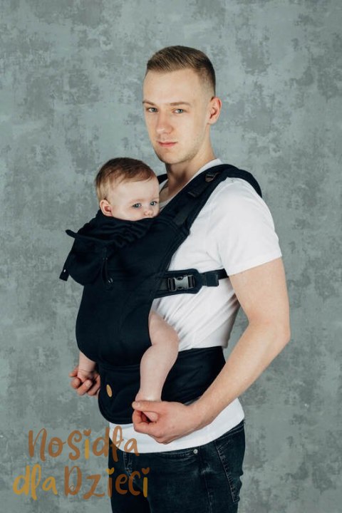 Moje Pierwsze Nosidełko Ergonomiczne LennyGo, splot jodełkowy, 100% bawełna , rozmiar Baby - MAŁA JODEŁKA CZARNY HEBAN (drugi ga