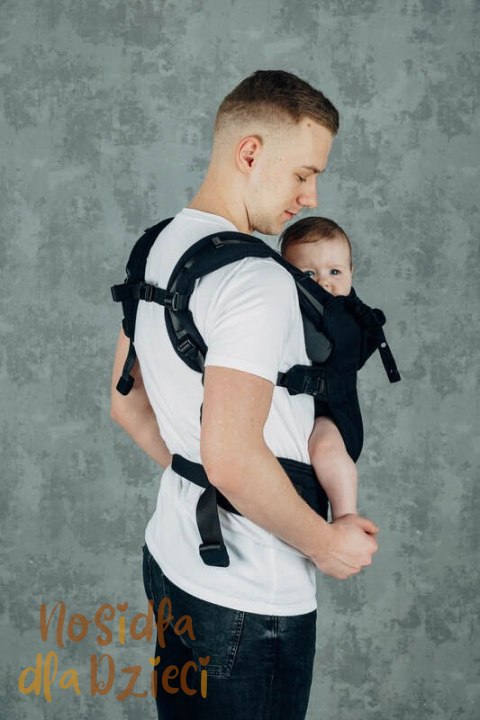Moje Pierwsze Nosidełko Ergonomiczne LennyGo, splot jodełkowy, 100% bawełna , rozmiar Baby - MAŁA JODEŁKA CZARNY HEBAN (drugi ga