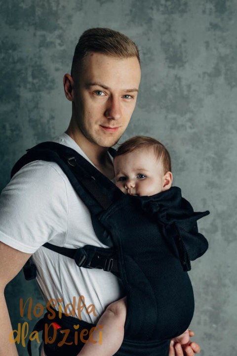 Moje Pierwsze Nosidełko Ergonomiczne LennyGo, splot jodełkowy, 100% bawełna , rozmiar Baby - MAŁA JODEŁKA CZARNY HEBAN (drugi ga