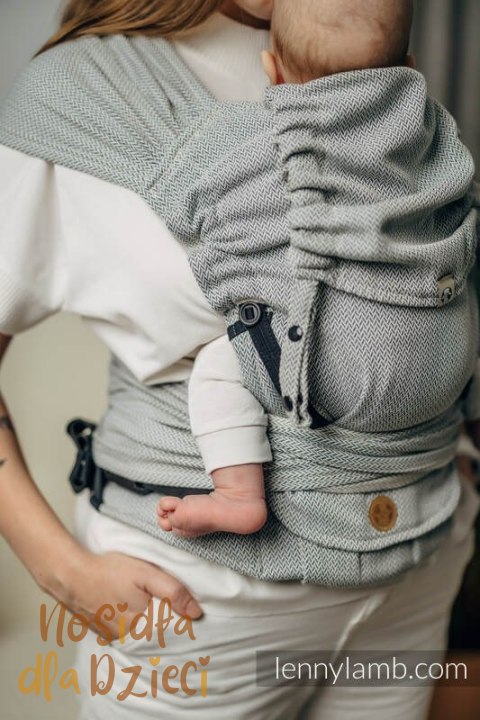 Moje Pierwsze Nosidełko LennyHybrid Half Buckle, splot jodełkowy, 100% bawełna , rozmiar standard - MAŁA JODEŁKA SZARA (drugi ga
