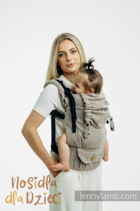 Moje Pierwsze Nosidełko LennyUpGrade PRO, splot jodełkowy, 100% bawełna , rozmiar standard - MAŁA JODEŁKA ALMOND