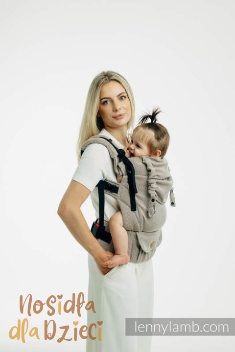 Moje Pierwsze Nosidełko LennyUpGrade PRO, splot jodełkowy, 100% bawełna , rozmiar standard - MAŁA JODEŁKA ALMOND