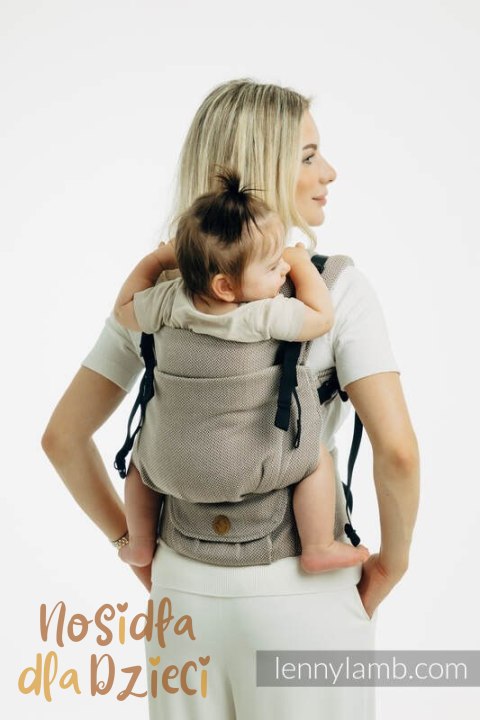 Moje Pierwsze Nosidełko LennyUpGrade PRO, splot jodełkowy, 100% bawełna , rozmiar standard - MAŁA JODEŁKA ALMOND