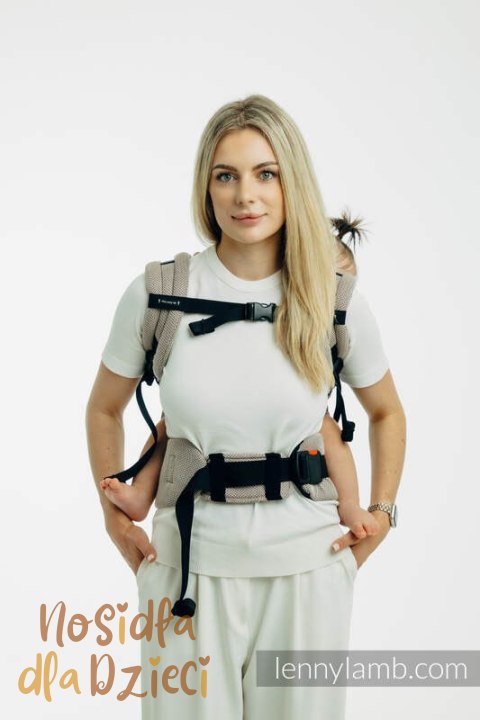 Moje Pierwsze Nosidełko LennyUpGrade PRO, splot jodełkowy, 100% bawełna , rozmiar standard - MAŁA JODEŁKA ALMOND