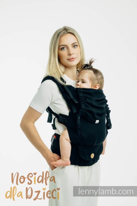 Moje Pierwsze Nosidełko LennyUpGrade PRO, splot jodełkowy, 100% bawełna , rozmiar standard - MAŁA JODEŁKA CZARNY HEBAN