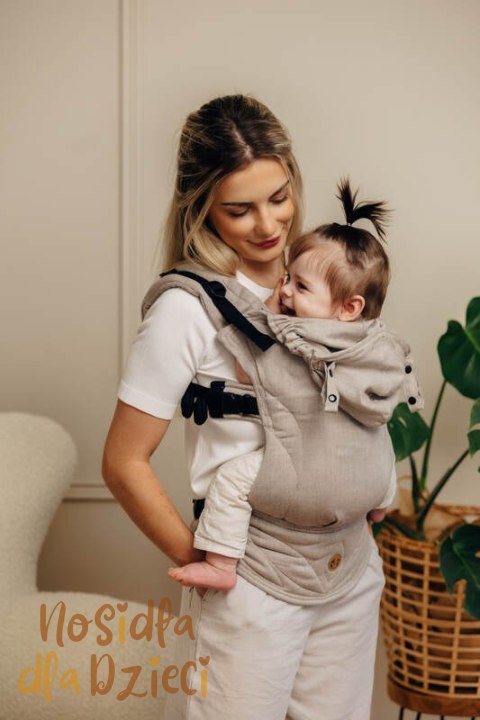 Nosidełko Ergonomiczne LennyGo z tkaniny skośnokrzyżowej 100% bawełna , rozmiar Baby - PEANUT BUTTER
