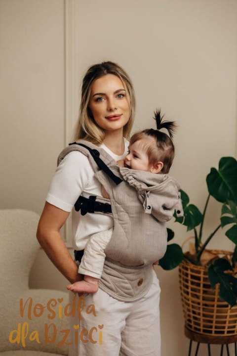 Nosidełko Ergonomiczne LennyGo z tkaniny skośnokrzyżowej 100% bawełna , rozmiar Baby - PEANUT BUTTER