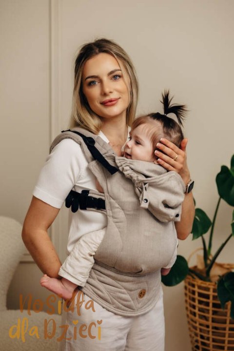 Nosidełko Ergonomiczne LennyGo z tkaniny skośnokrzyżowej 100% bawełna , rozmiar Baby - PEANUT BUTTER