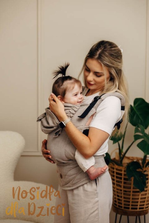 Nosidełko Ergonomiczne LennyGo z tkaniny skośnokrzyżowej 100% bawełna , rozmiar Baby - PEANUT BUTTER