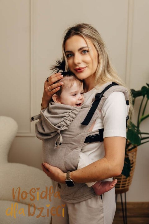 Nosidełko Ergonomiczne LennyGo z tkaniny skośnokrzyżowej 100% bawełna , rozmiar Baby - PEANUT BUTTER