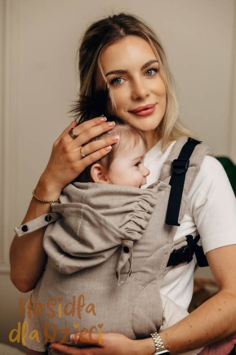 Nosidełko Ergonomiczne LennyGo z tkaniny skośnokrzyżowej 100% bawełna , rozmiar Baby - PEANUT BUTTER