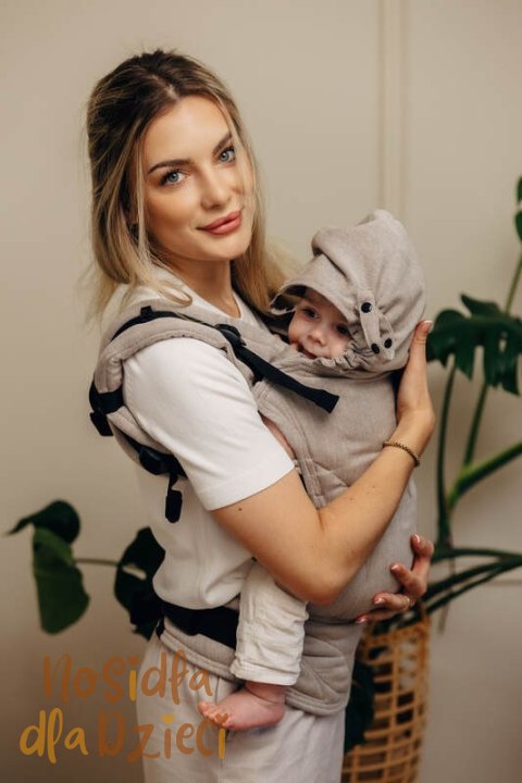 Nosidełko Ergonomiczne LennyGo z tkaniny skośnokrzyżowej 100% bawełna , rozmiar Baby - PEANUT BUTTER