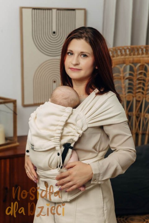 Nosidełko LennyHybrid Half Buckle, splot jodełkowy, 100% bawełna , rozmiar standard - MAŁA JODEŁKA LUCE (drugi gatunek)