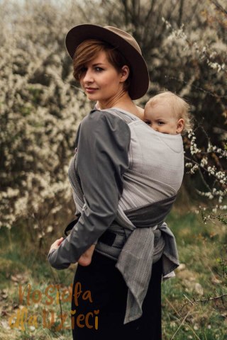 Nosidełko LennyHybrid Half Buckle, splot jodełkowy, 100% bawełna , rozmiar standard - MAŁA JODEŁKA OMBRE RAGTIME