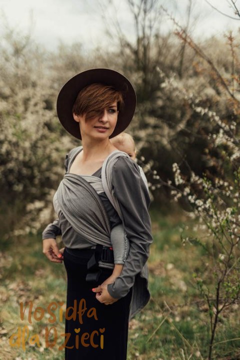 Nosidełko LennyHybrid Half Buckle, splot jodełkowy, 100% bawełna , rozmiar standard - MAŁA JODEŁKA OMBRE RAGTIME