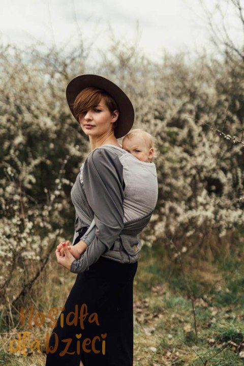 Nosidełko LennyHybrid Half Buckle, splot jodełkowy, 100% bawełna , rozmiar standard - MAŁA JODEŁKA OMBRE RAGTIME