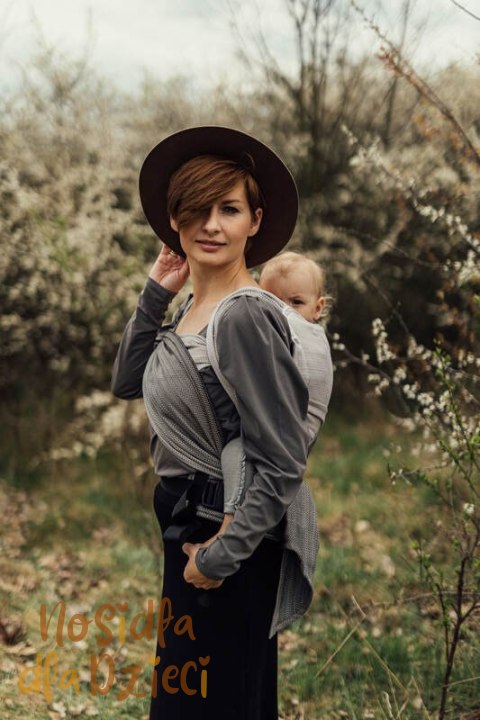 Nosidełko LennyHybrid Half Buckle, splot jodełkowy, 100% bawełna , rozmiar standard - MAŁA JODEŁKA OMBRE RAGTIME