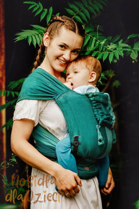 Nosidełko LennyHybrid Half Buckle, splot jodełkowy, 100% bawełna , rozmiar standard - MAŁA JODEŁKA SALSA