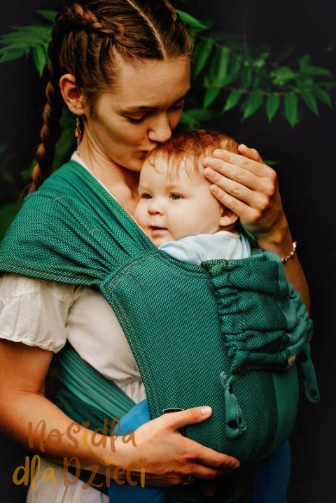 Nosidełko LennyHybrid Half Buckle, splot jodełkowy, 100% bawełna , rozmiar standard - MAŁA JODEŁKA SALSA