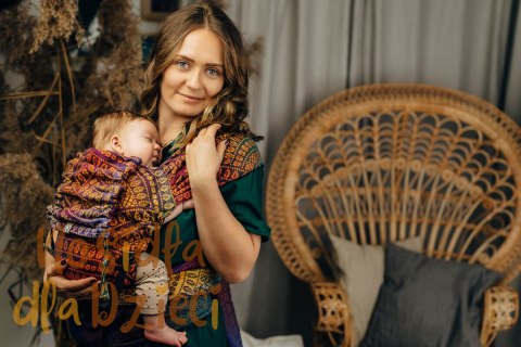 Nosidełko LennyHybrid Half Buckle, splot żakardowy, 100% bawełna , rozmiar standard - PAWI OGON - BOLERO