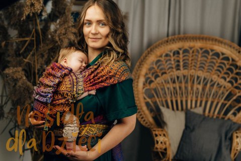 Nosidełko LennyHybrid Half Buckle, splot żakardowy, 100% bawełna , rozmiar standard - PAWI OGON - BOLERO