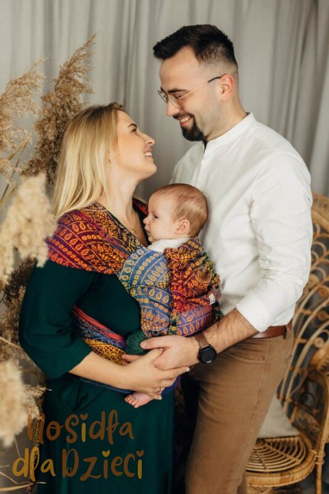 Nosidełko LennyHybrid Half Buckle, splot żakardowy, 100% bawełna , rozmiar standard - PAWI OGON - BOLERO