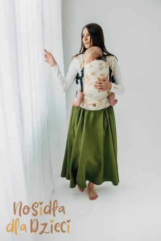 Nosidełko LennyLight z tkaniny żakardowej (68% bawełna, 27% wełna merino, 5% kaszmir), rozmiar standard, HERBARIUM - AMBRA