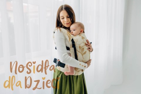 Nosidełko LennyLight z tkaniny żakardowej (68% bawełna, 27% wełna merino, 5% kaszmir), rozmiar standard, HERBARIUM - AMBRA