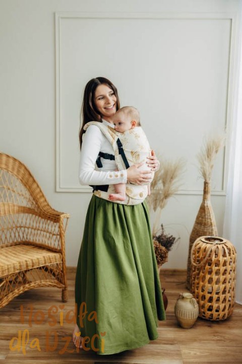 Nosidełko LennyLight z tkaniny żakardowej (68% bawełna, 27% wełna merino, 5% kaszmir), rozmiar standard, HERBARIUM - AMBRA