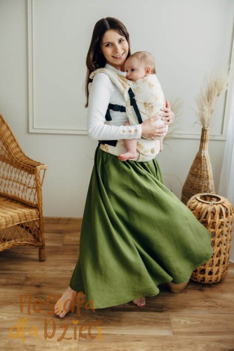 Nosidełko LennyLight z tkaniny żakardowej (68% bawełna, 27% wełna merino, 5% kaszmir), rozmiar standard, HERBARIUM - AMBRA