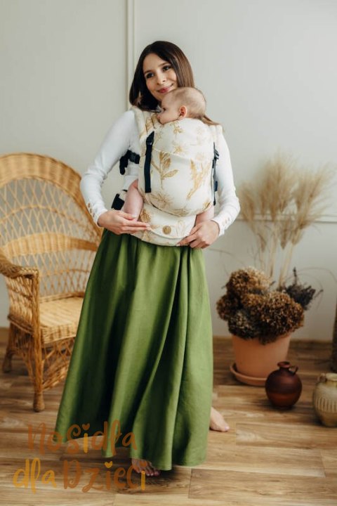 Nosidełko LennyLight z tkaniny żakardowej (68% bawełna, 27% wełna merino, 5% kaszmir), rozmiar standard, HERBARIUM - AMBRA