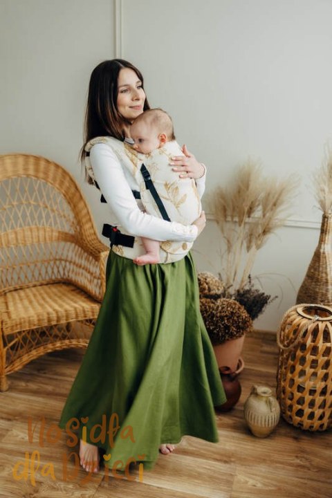 Nosidełko LennyLight z tkaniny żakardowej (68% bawełna, 27% wełna merino, 5% kaszmir), rozmiar standard, HERBARIUM - AMBRA